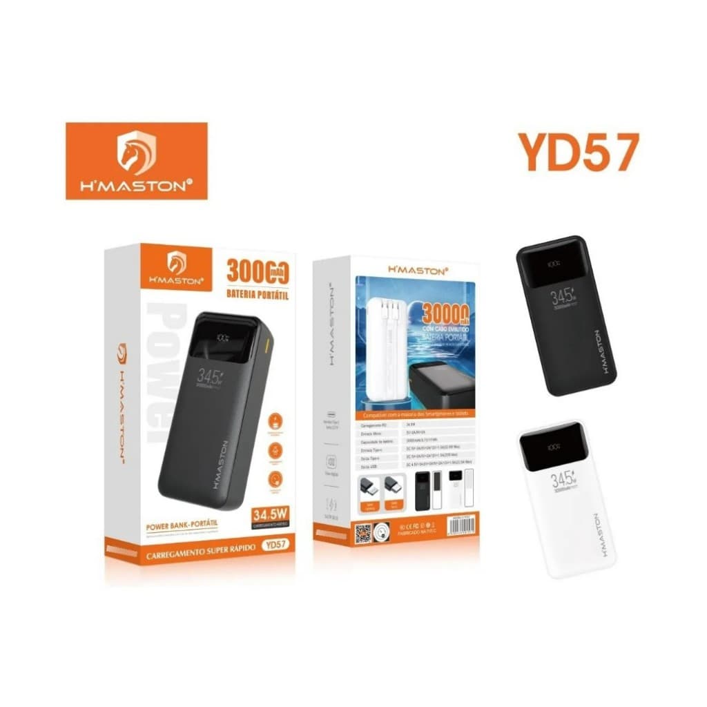 H'Maston YD57 Power Bank 30000mAh - Portátil e potente