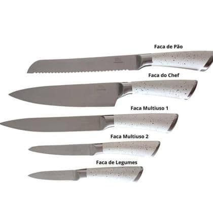 Kit 5 facas para cozinha Lâmina Aço Inoxidável
