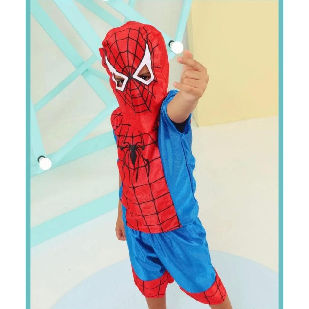 Fantasia Homem Aranha Infantil com Máscara Fantasia Super Herói Menino Festa Carnaval Aniversário