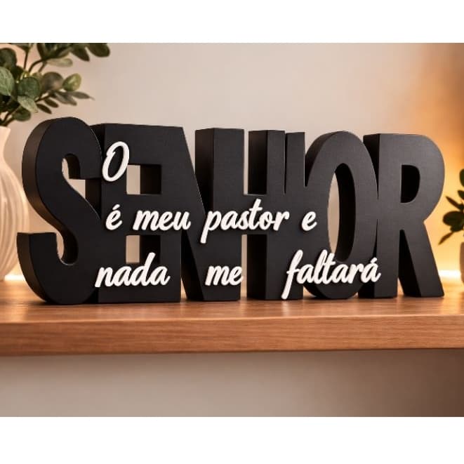 Enfeite Decorativo Salmo 23 “O Senhor é Meu Pastor” – Decoração Cristã em 3D