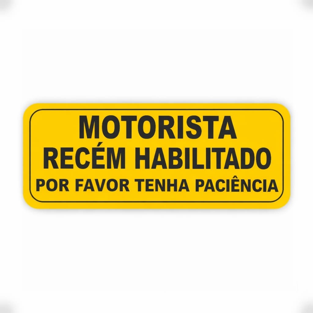 Placa Adesivo Motorista Recém Habilitado Iniciante 25x10cm