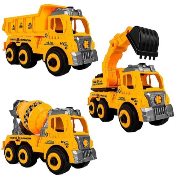 Brinquedo Caminhão Infantil Trator De Brinquedo Betoneira Escavadeira Desmontável GRANDE e Pequeno Presente Caixa