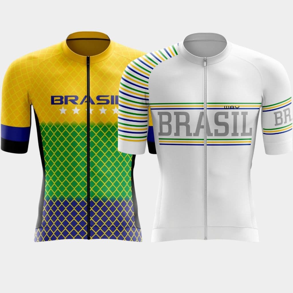 Kit 2 Camisas Camisetas Masculina Ciclismo Premium Brasil Ziper Total Bike Pedal UV50+ MTB Speed