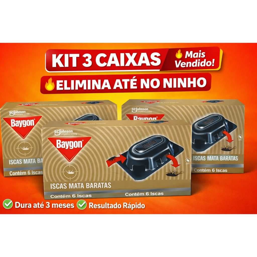 Inseticida Isca Baygon Mata Baratas Caixa 6 Unidades de 2,6g Cada