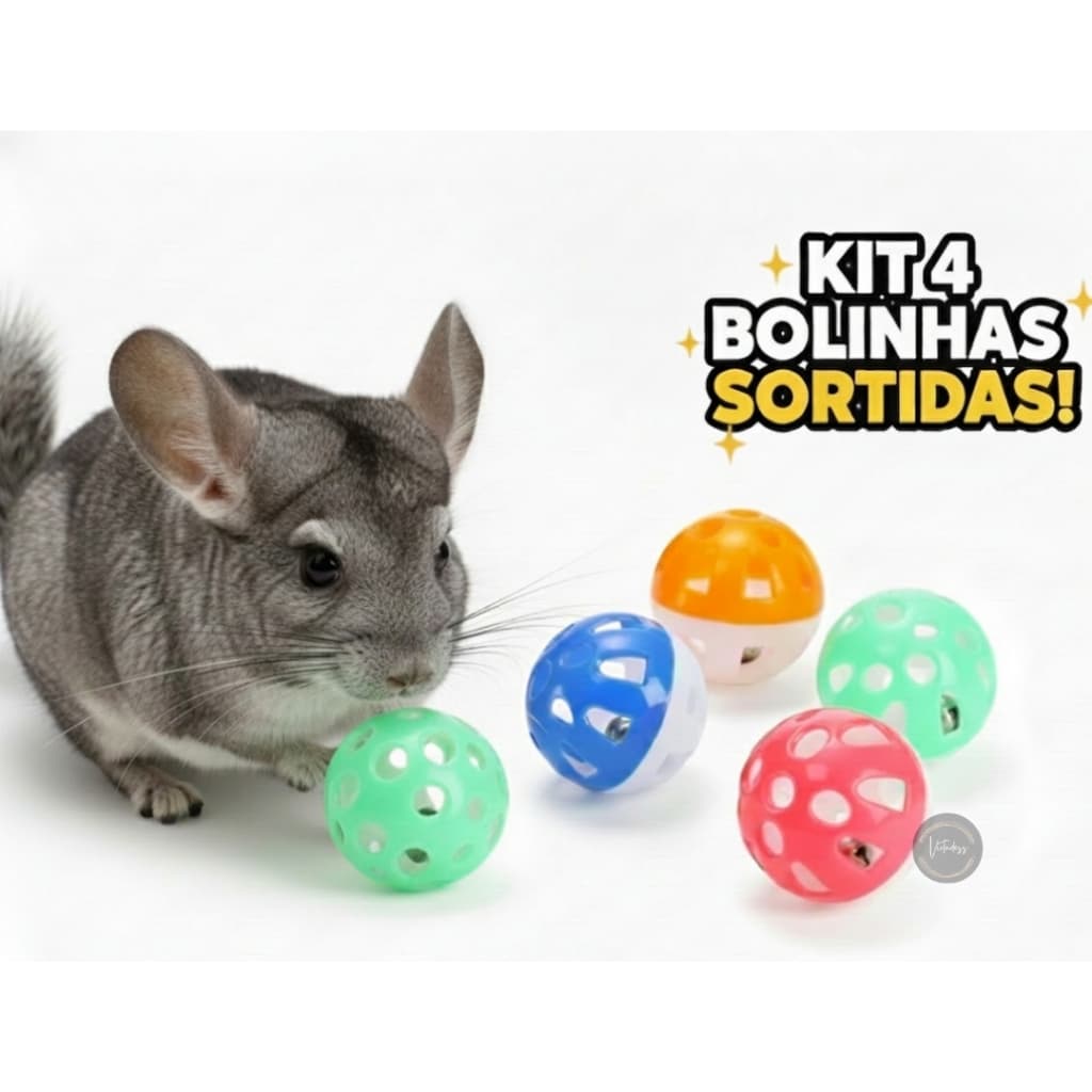 Bolinha Interativa com Guizo para chinchila  roedores –  4 unidades