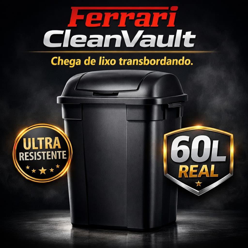 Lixeira Grande 60 Litros Com Tampa Preta Resistente Para Cozinha Escritório Ambiente