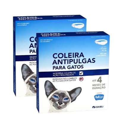 Kit C/2 Un Coleira Antipulgas Para Gatos Bullcat 40cm Coveli Azul - COVELI