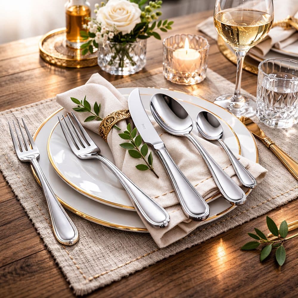 24 Peças Jogo de Talheres Kit Faqueiro Aço Inox Premium Cozinha Moderna Mesa Elegante Garfo e Colher