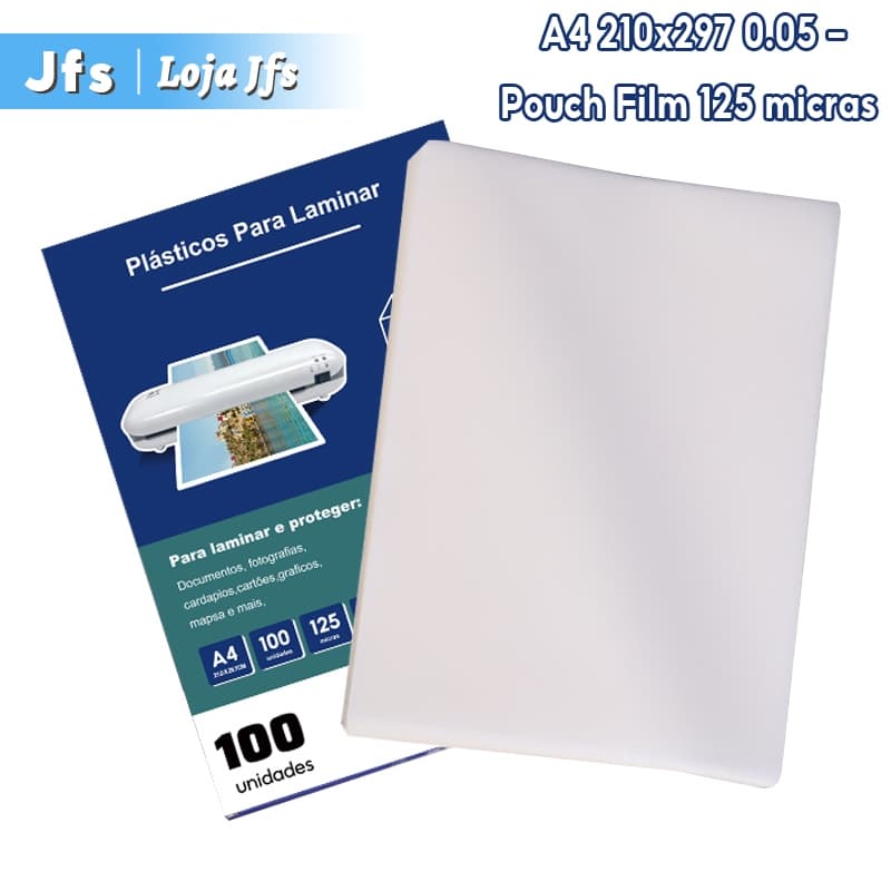100 Folhas Plástico Para Plastificação A4 210x297 0.05 -Pouch Film 125 micras Dedicado a Plastificadora Documentos
