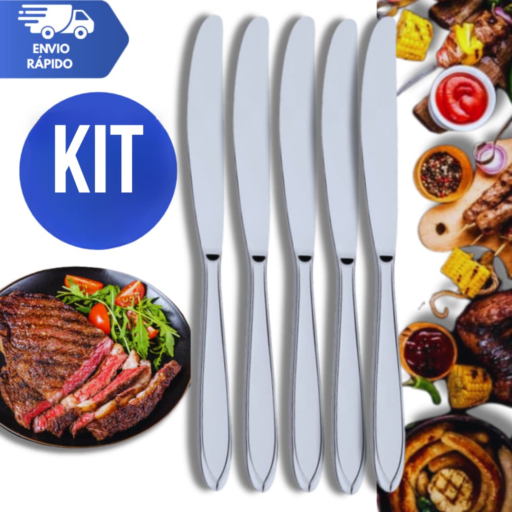Facas de Mesa Linha Inox Qualidade Garantida Resistência Durabilidade Multiuso Buffet Restaurante Casa