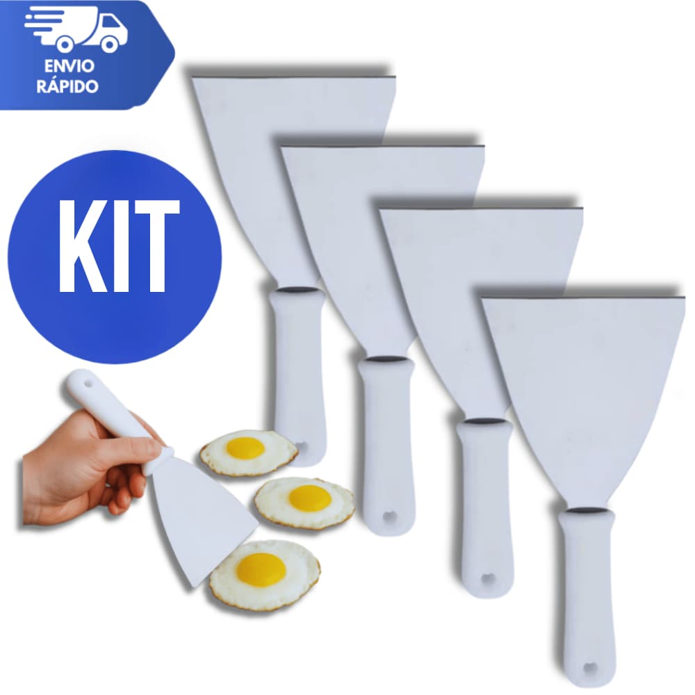 Espátula Reta 4" Inox Chapa Lanche Chapeiro Cozinha Profissional Premium Utilidades Resistência