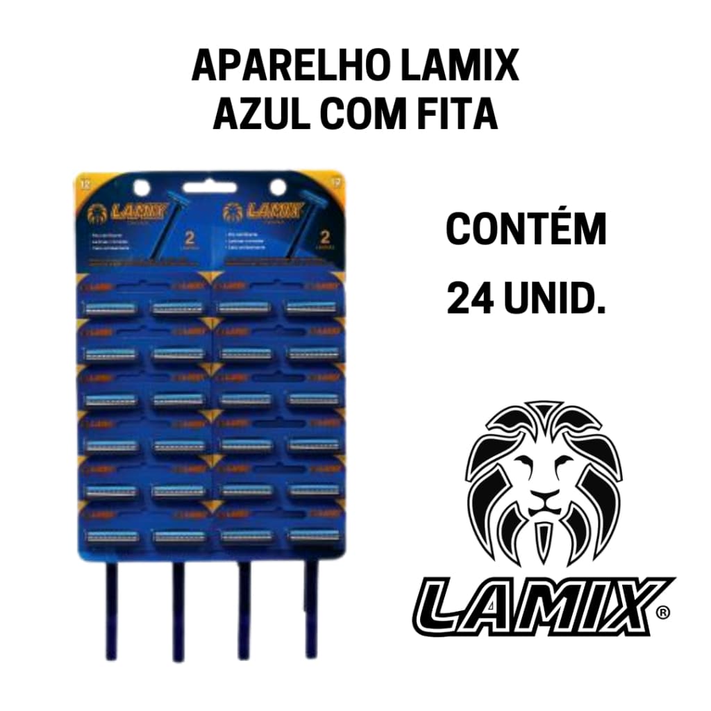 APARELHO DE BARBEAR LAMIX AZUL COM FITA - 24unid