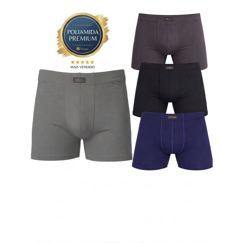 Kit 3 Cuecas Boxer Masculina Fitness Poliamida Dry Premium - Não Enrola e Respirável