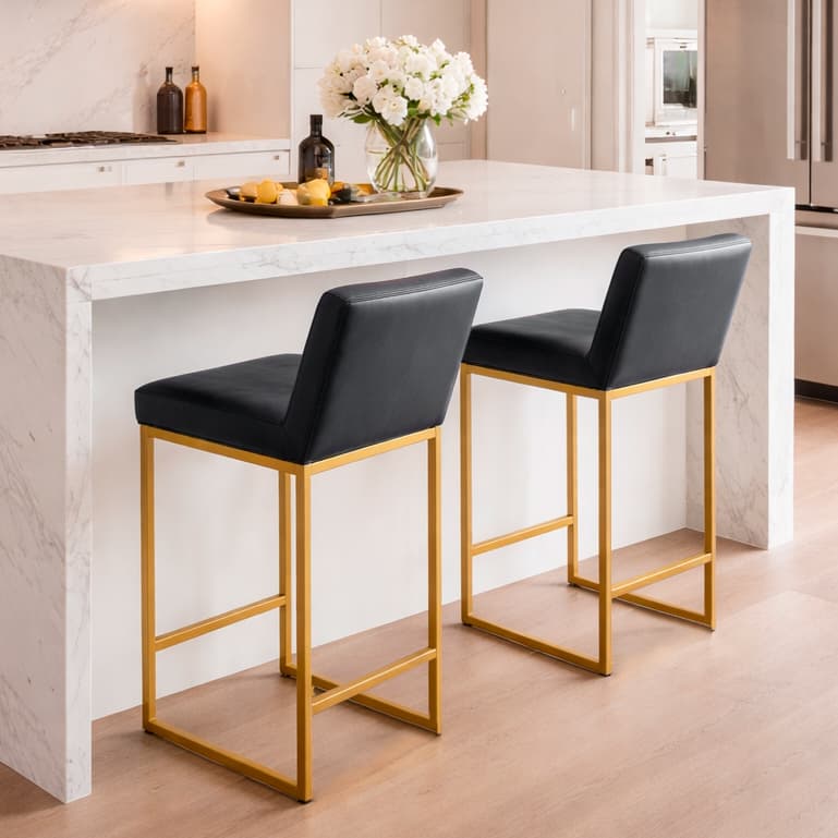 Kit 2 banqueta Alta Lucy Base Metal Fixa Decorativo Balcão, Ilha,  Cozinha Moderna