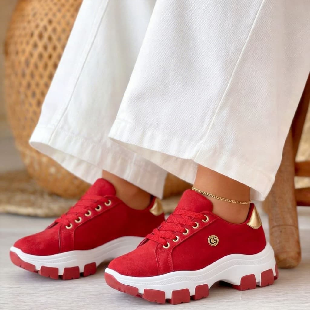 Tênis Feminino Plataforma Casual Solado Tratorado Confortável Estilo Blogueira Tendência Atual