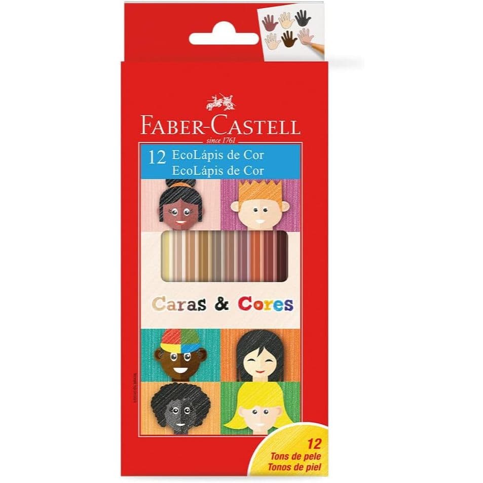 Lápis de Cor  12 Tons de Pele Caras e Cores - Faber Castell