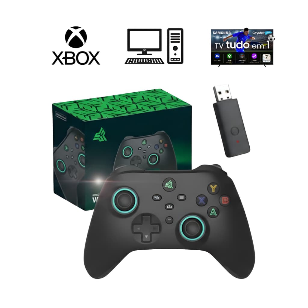 Controle Gamer Knup KP-GM035 USB LED Compatível Xbox One Series S X PC Windows Gatilhos Analógicos