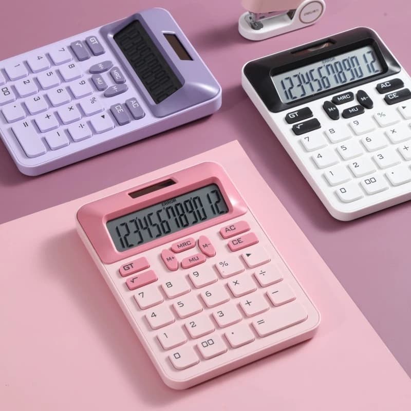 Calculadora colorida 12 dígitos teclado mecânico de teclas grandes adequada para escola
