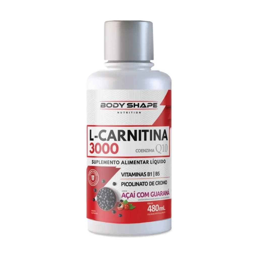 L-carnitina 3000mg com Coenzima Q10 480ml Thermo com Vitamina B1 e B5 - Body Shape