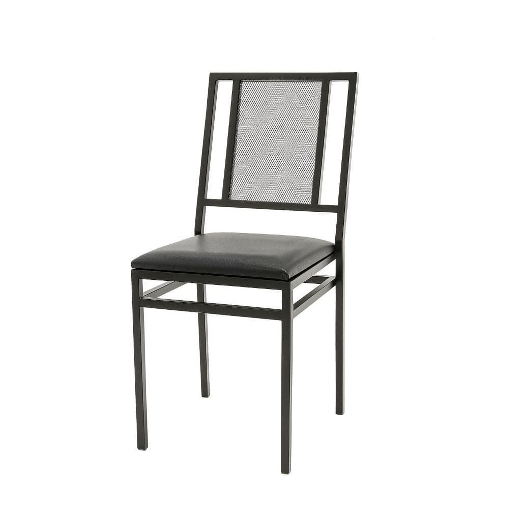 Cadeira de jantar Moderna Aço Carbono 3mm com Assento em Courino Preto Ideal para Sala de Jantar e Buffet
