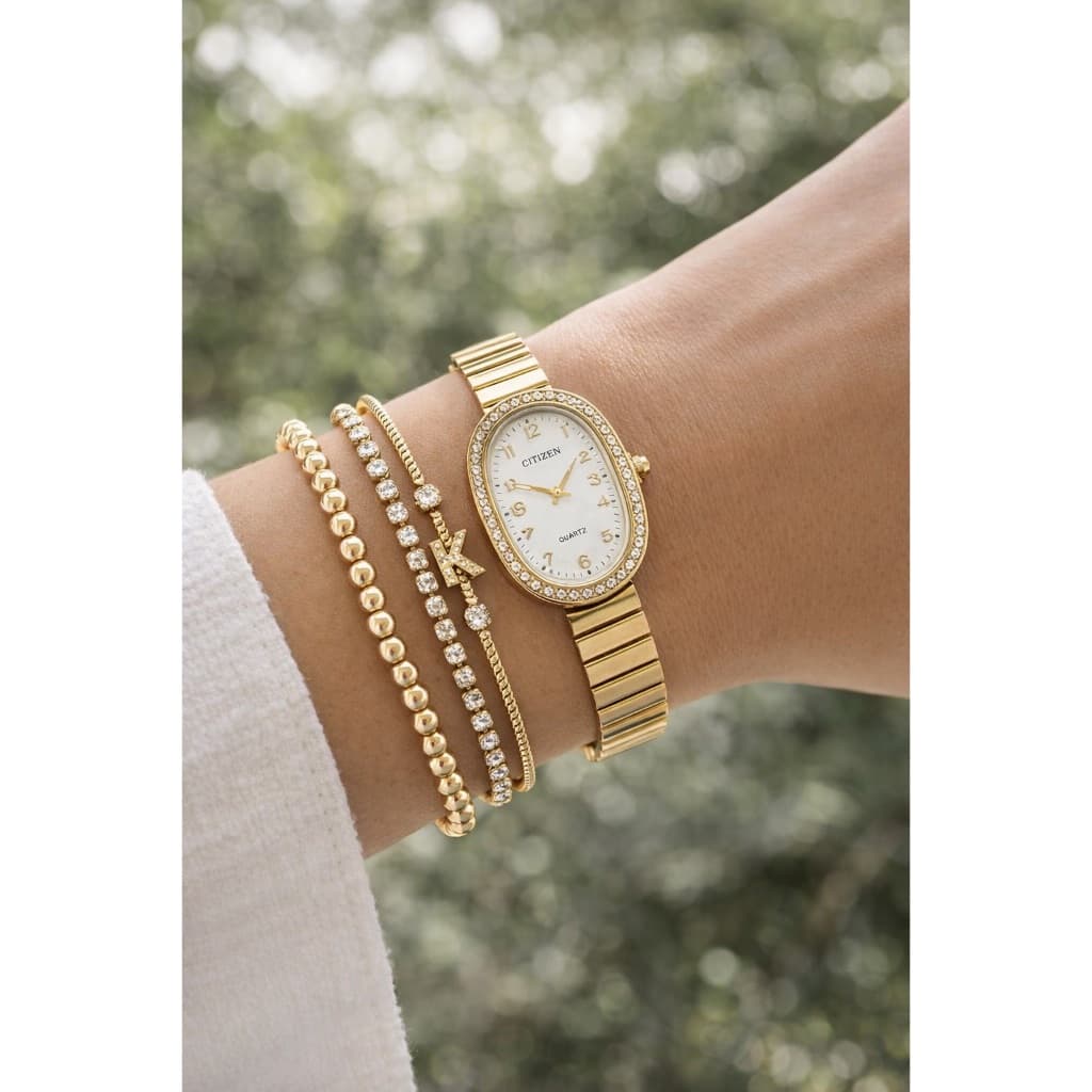 Relogio feminino Ovo com brilho dourado rose 2345