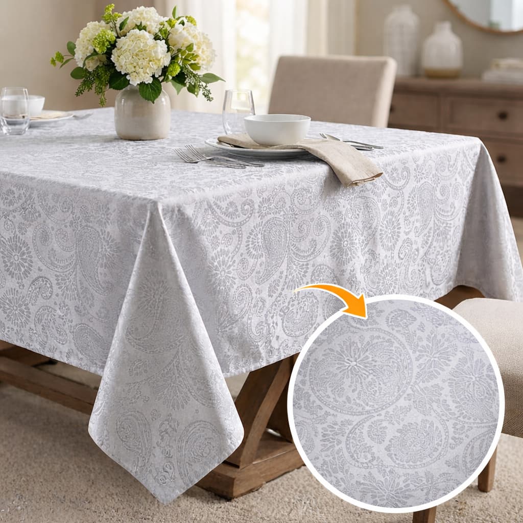 Toalha de mesa Jacquard 4 lugares 1,40m x 1,40m Lançamento de Alto Nivel, Moderna e Luxuosa