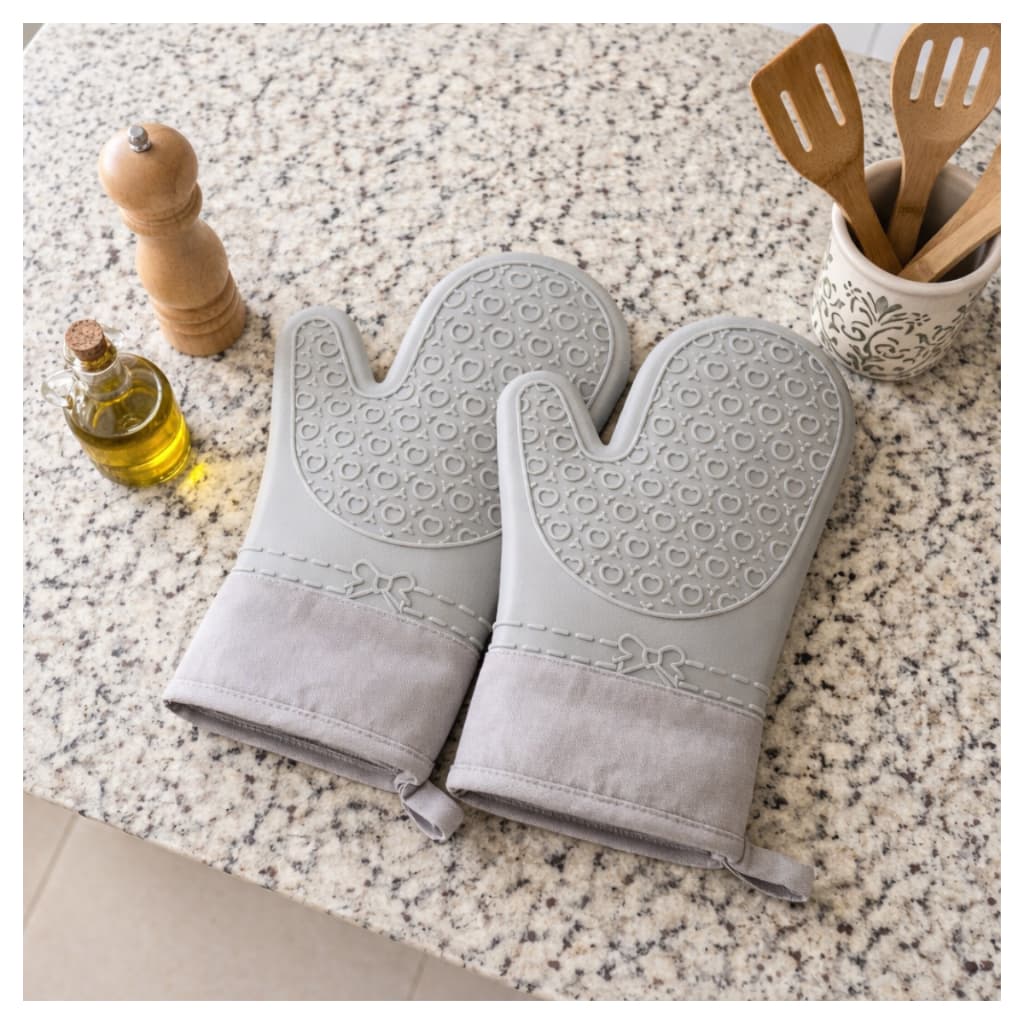 Par De Luvas 2 Unidades Para Forno Cozinha Luva Silicone Forrada Resistente Luva Térmica Forno Quente Fogão