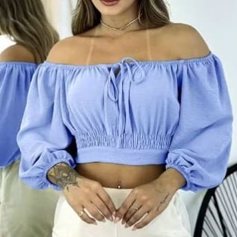 cropped ciganinha manga bufante