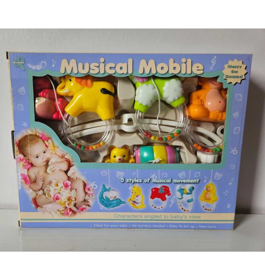 Móbile Musical Giratório Para Berço Bebê Animais Colorido