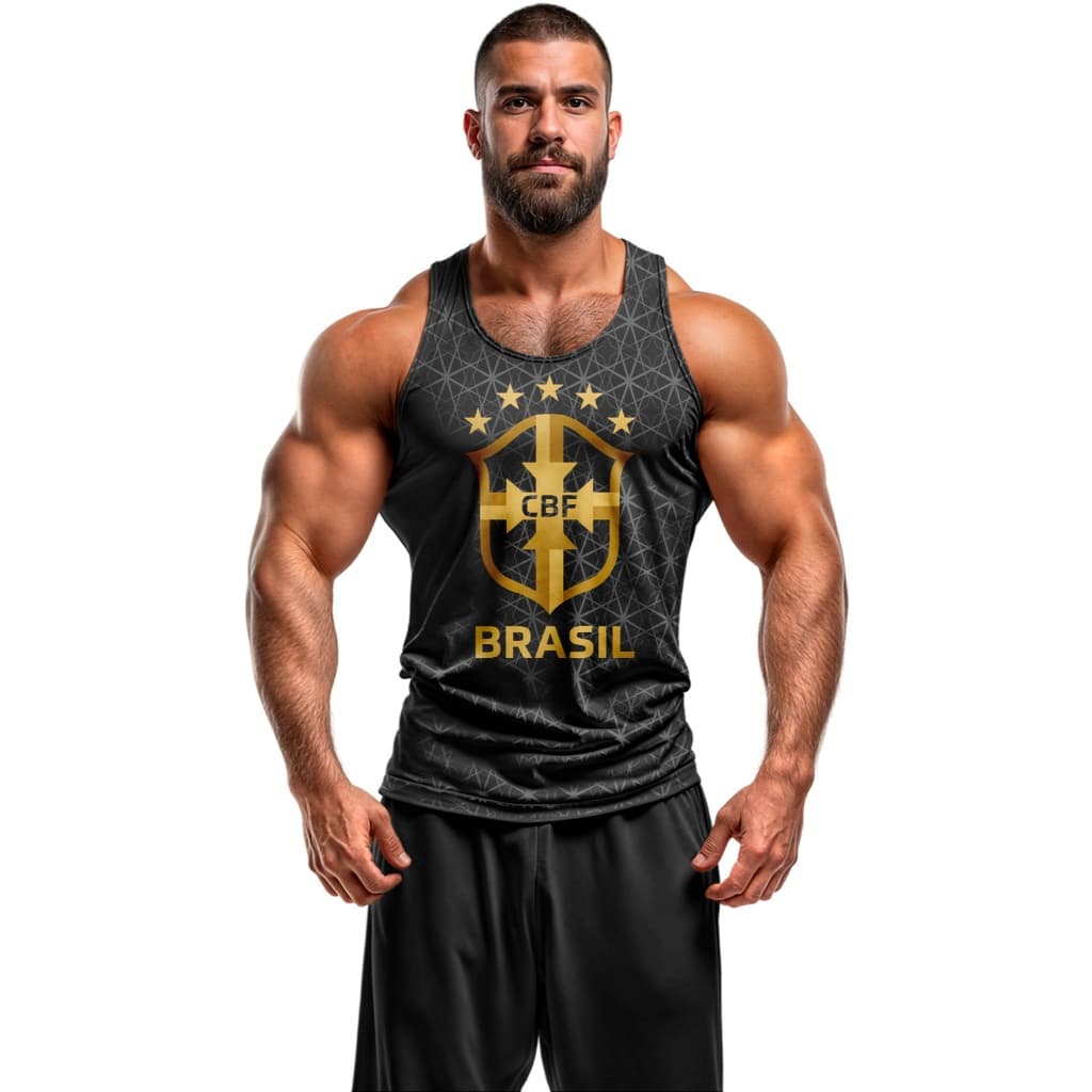Regata masculina academia musculação treino dia dia dryfit nadador Brasil art6