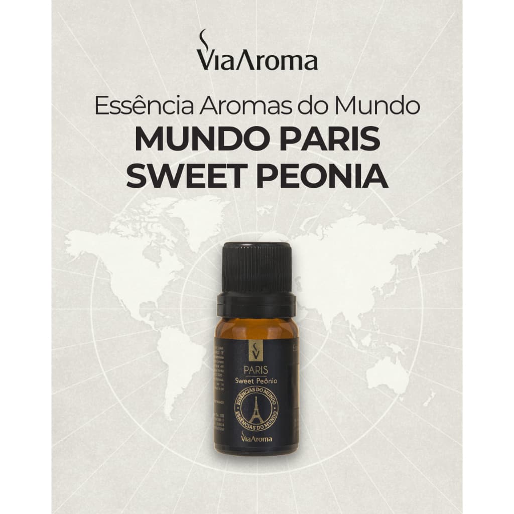 Essência Paris Sweet Peônia Via Aroma 10ml Floral Frutado Sofisticado Perfumação Ambiente Difusor Aromatizador