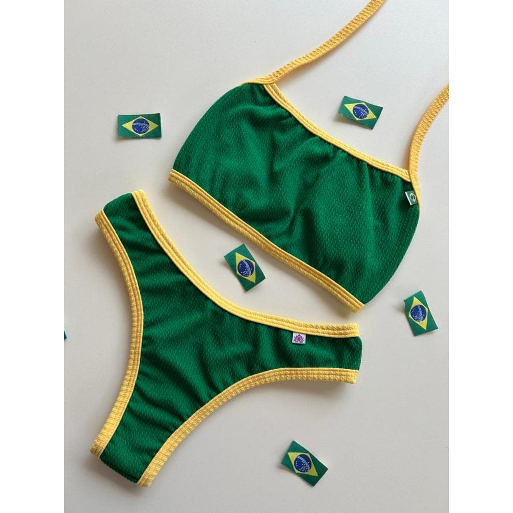 Biquíni Americano Asa Delta para Copa 2026, Biquíni 2 em 1 Bicolor Moda Praia Verão