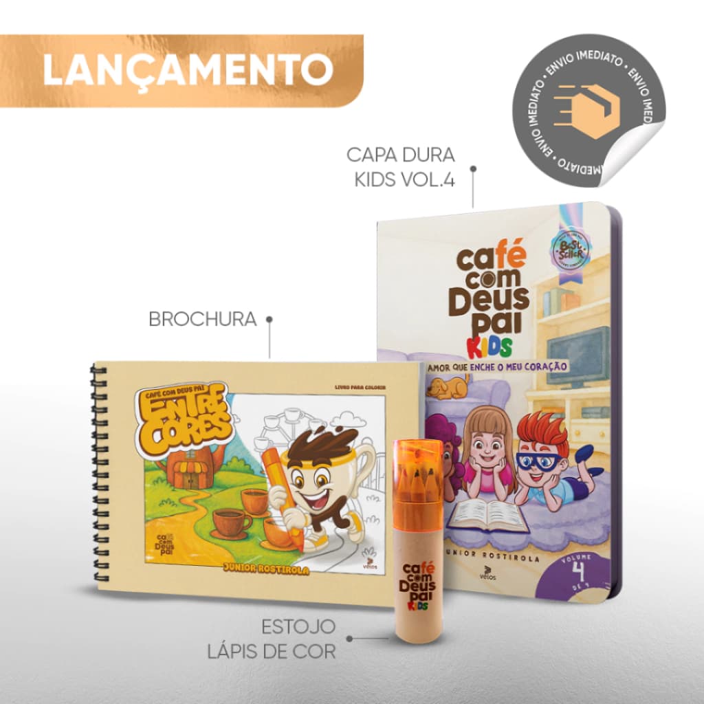 Café com Deus Pai Kids Vol. 4 + Entre cores + estojo de lápis
