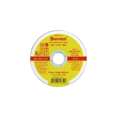 Disco de Corte Metal/ Inox STARRETT 4 1/2