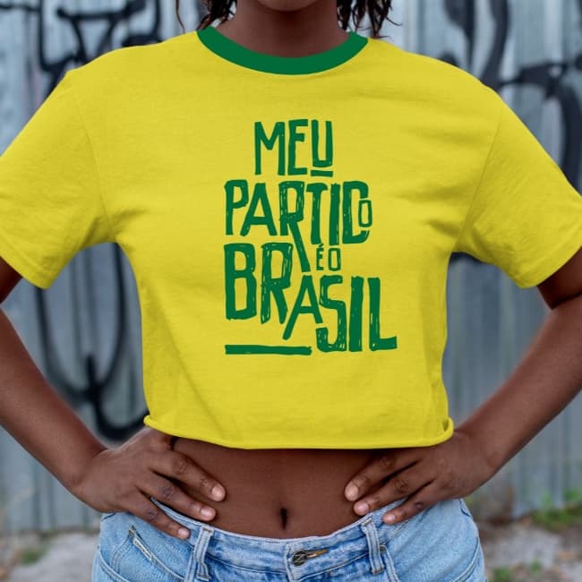 Camiseta Cropped Feminina Brasil Look Casual Estilo Seleção