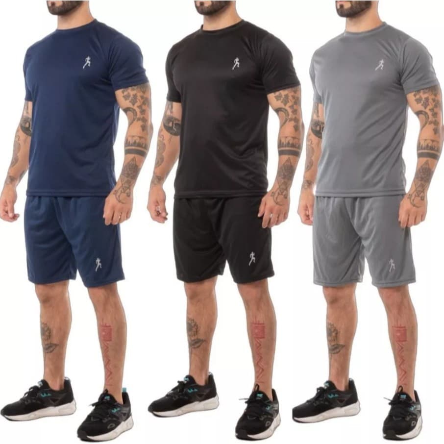 Kit 3 Camisetas Camisa Masculinas + 3 Bermudas Masculinas - Conjunto