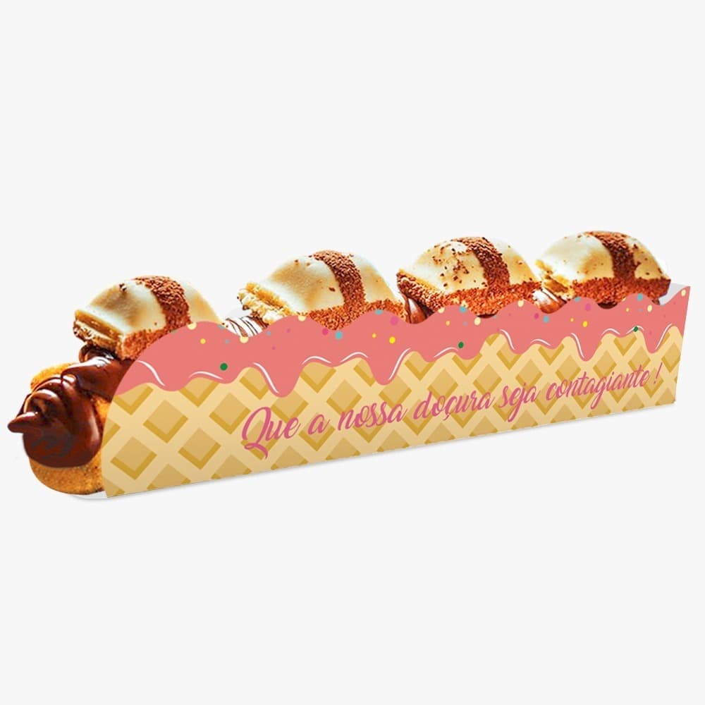 Caixinha Ondulada Churros Gourmet Premium 500un – Embalagem Alta Qualidade Várias Estampas