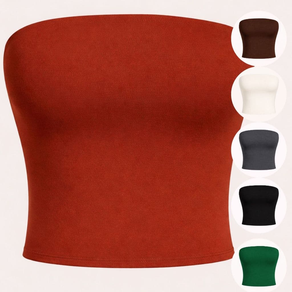 Top Tube Cropped Básico Feminino Tomara que Caia Comprido Tubinho Duplo Cropped Sem Bojo