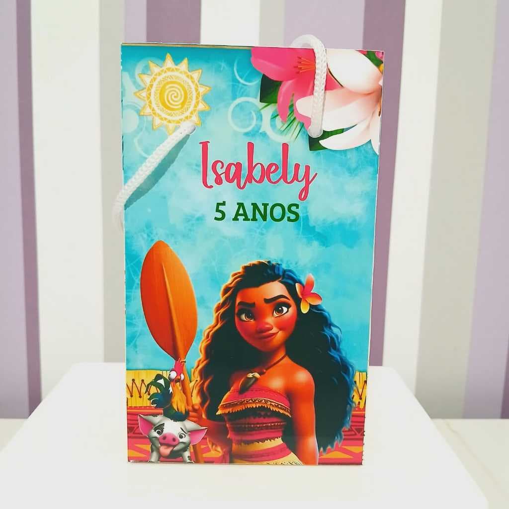 Sacolinha Surpresa Personalizada Moana Adulta - Lembrancinha Aniversário - Tamanho P - PEGUE E MONTE