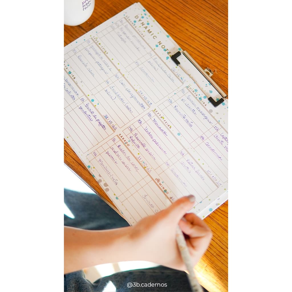 Planner Semanal 52 Folhas com Prancheta - Organização Um Ano Inteiro  - Dynamic Notes - 3B Cadernos