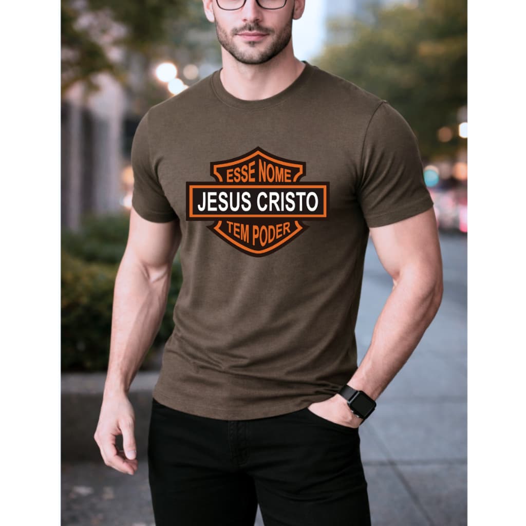 Camisa Evangélica Algodão Jesus Cristo Esse Nome Tem Poder