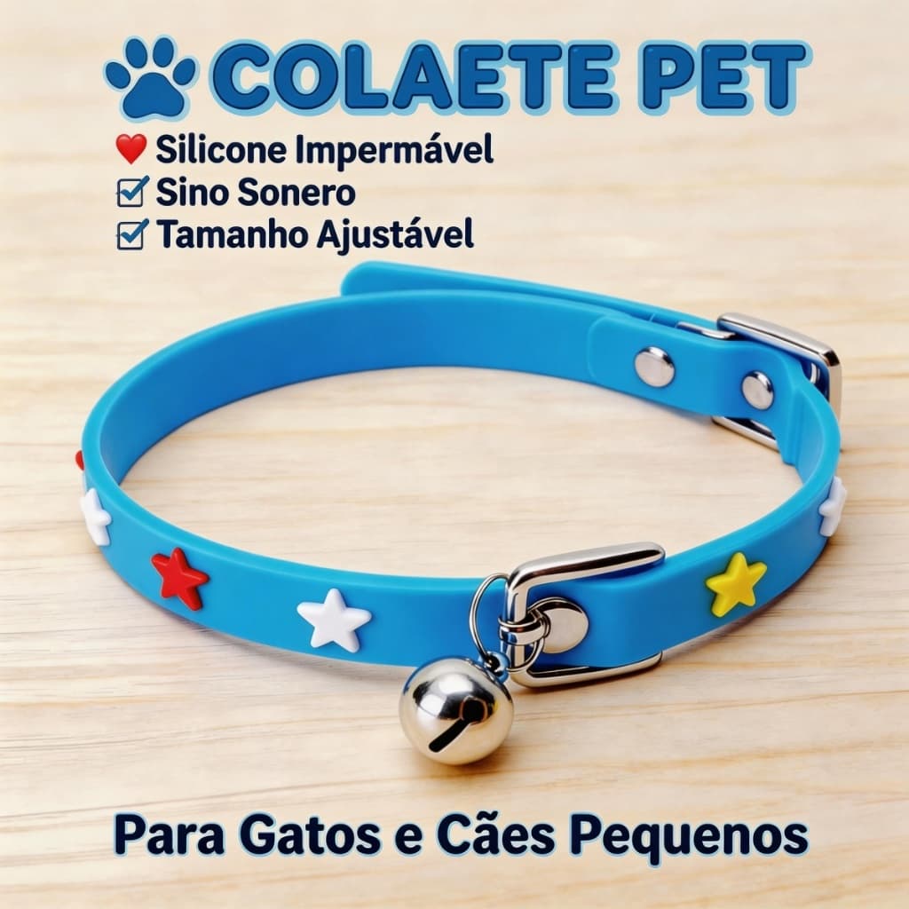 Coleira Ajustável com Sino para  Gatos - Confortável, Segura, Várias Cores, Tamanho Pronta Entrega