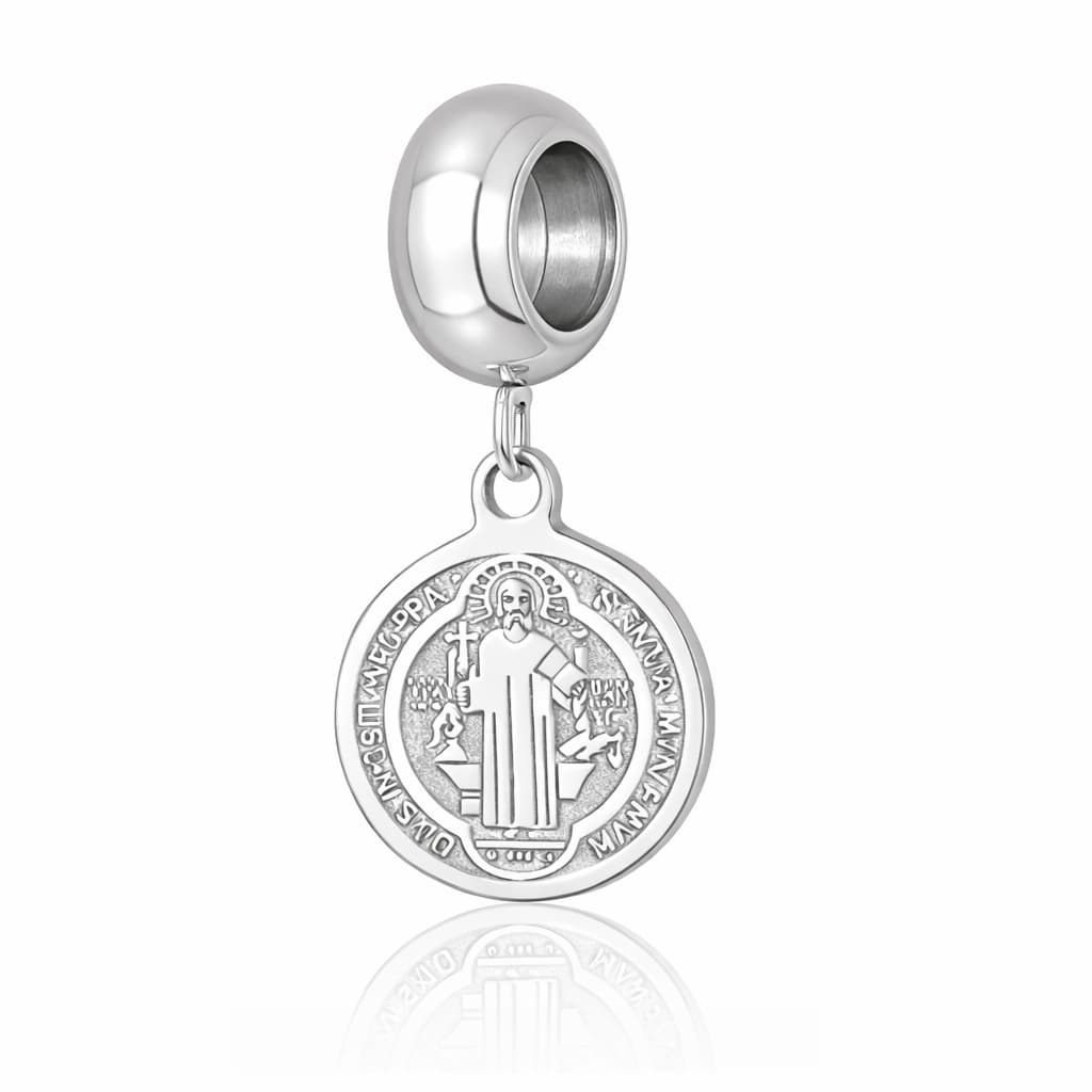Berloque Pingente Medalhinha São Bento em Aço Inoxidável