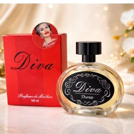 Perfume Feminino Diva Three 100ml Doce Marcante Baunilha Floral Longa Duração