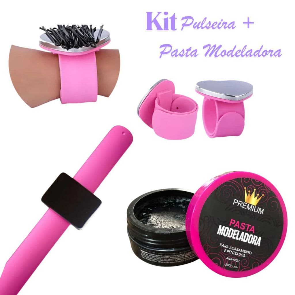 Kit Pomada Modeladora Premium 150gr + Pulseira Magnética Porta Pomada
