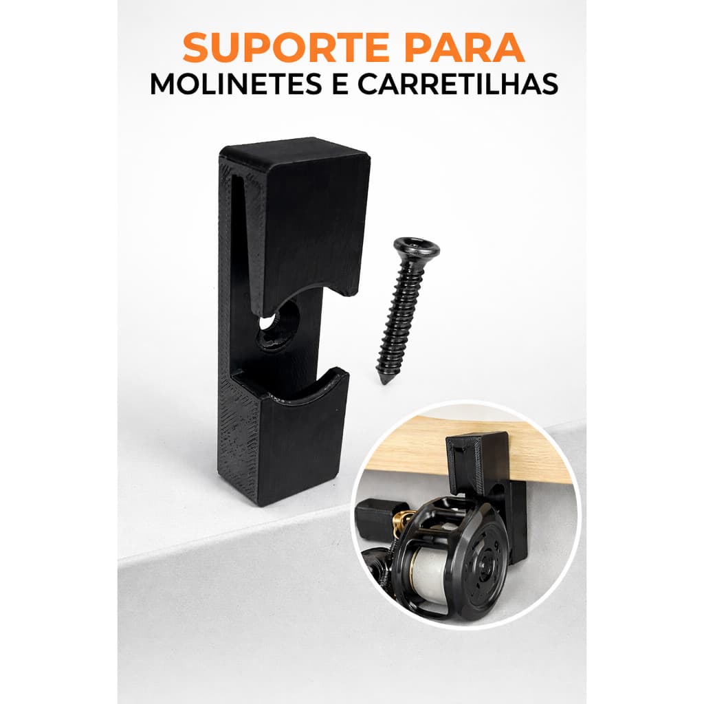 Suporte de Parede para Molinete – Kit com 4 ou 8 Unidades + Parafusos | Organizador de Vara