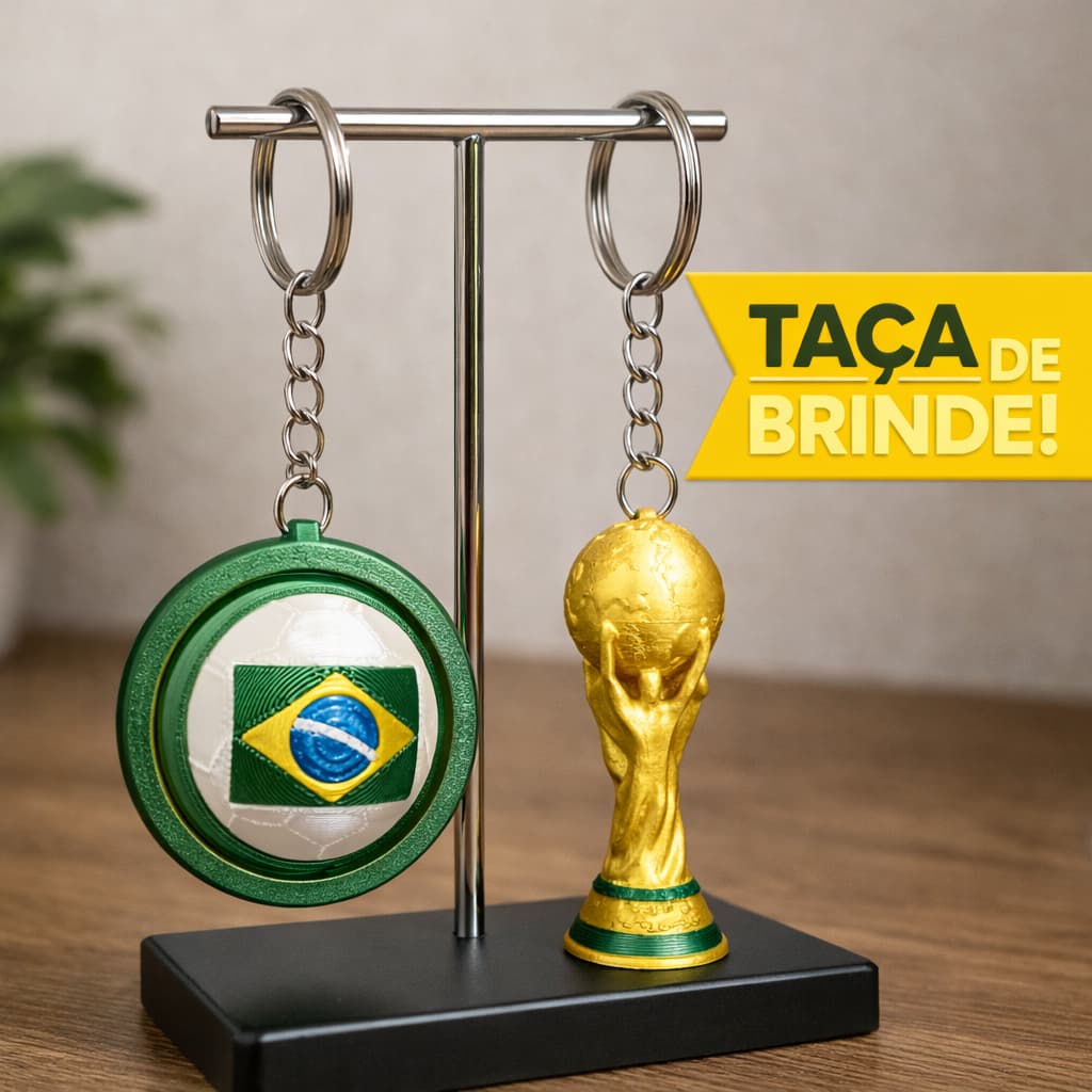 Chaveiro giratório bandeira do Brasil + Chaveiro Taça da Copa do Mundo⚽❤️