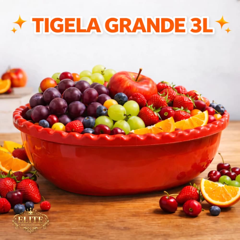Kit 10 Tigelas Grande 3L Vermelha Salada Fruteira Plástico Resistente