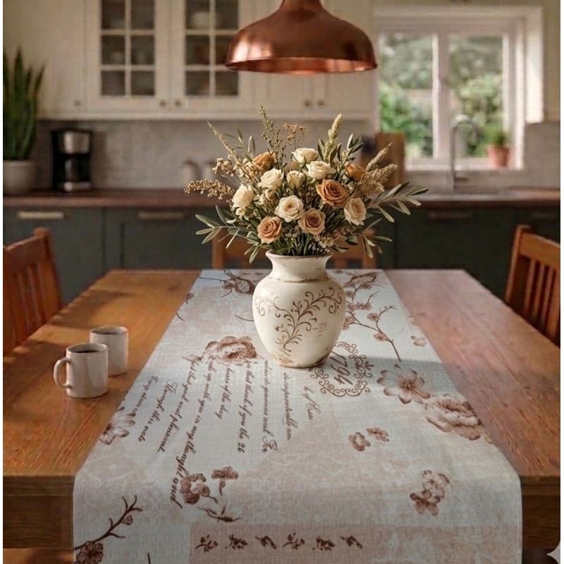 Trilho Caminho De Mesa 8 Cadeiras 0,45cm X 2,20M Percal Premium