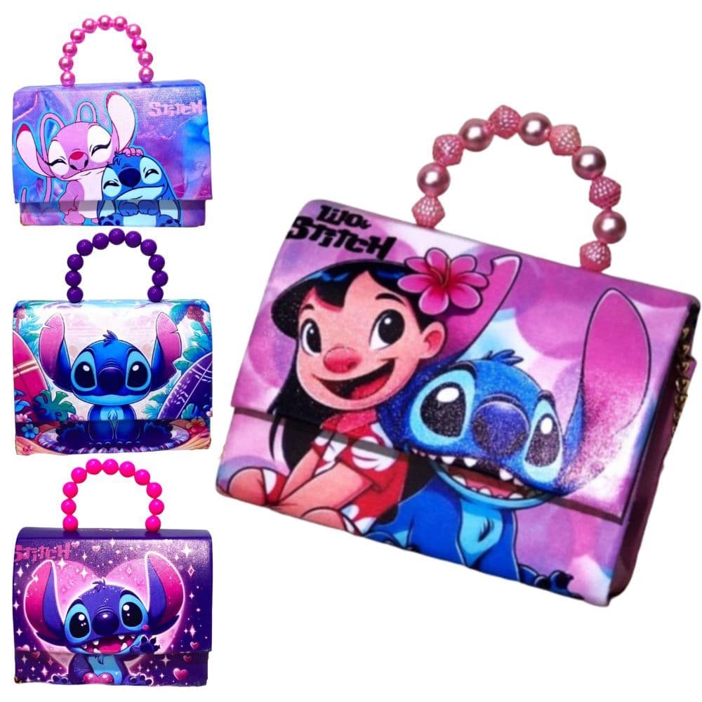 Bolsa Infantil Menina Stitch Criança Bolsinha Pequena Blogueira Festa Ombro Para Colorir